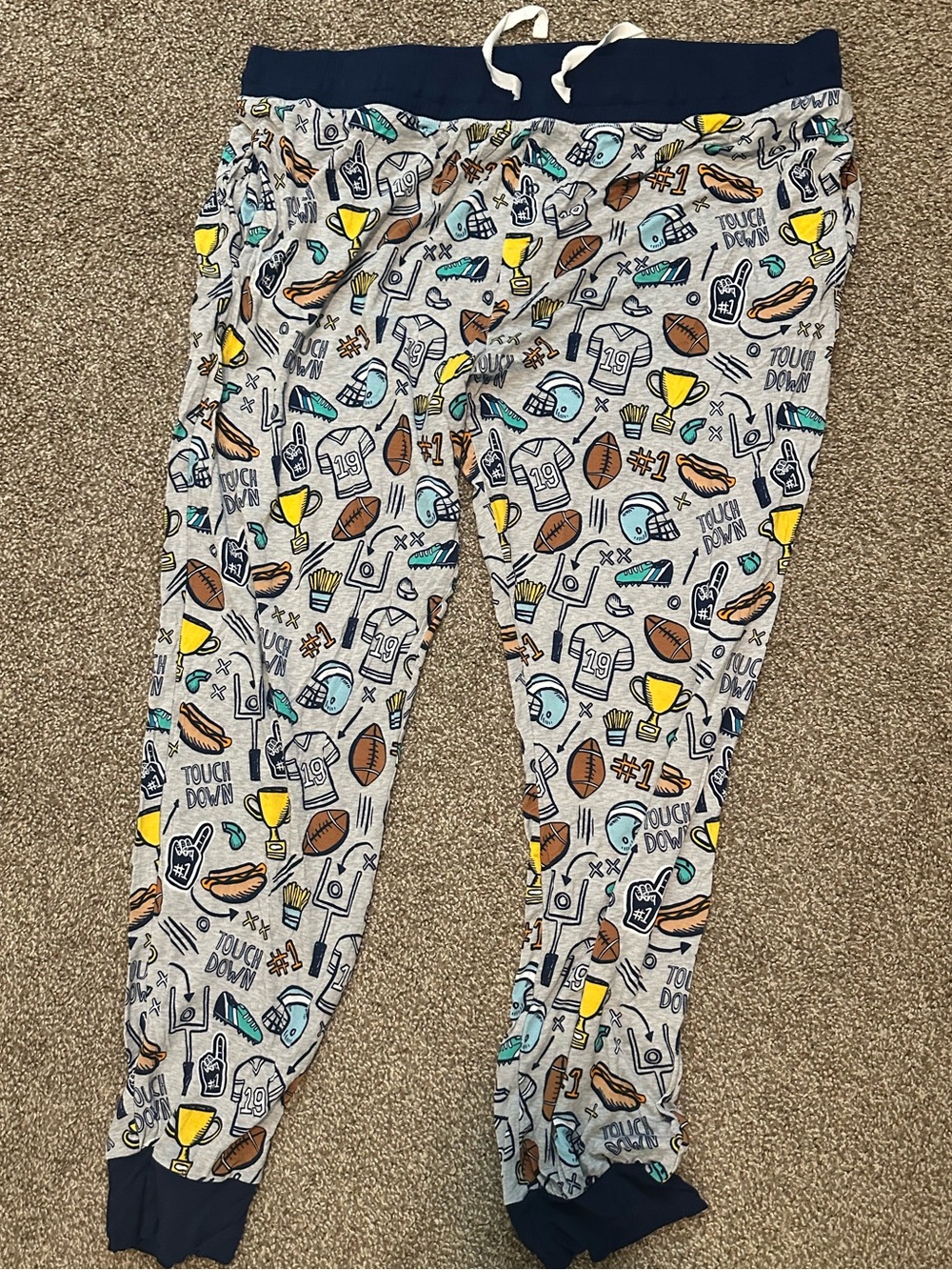 Little Sleepies Football Print Bamboo Pajama Set XL - Picture 4 of 4